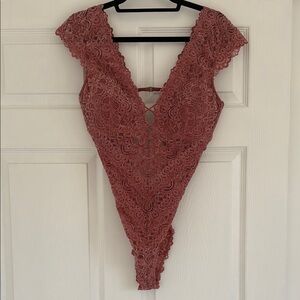 Elegant Pink Velvet Bodysuit